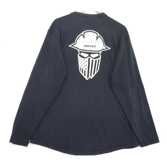 Ariat Mens Black Long Sleeve Work Shirt With Chest Pocket & Graphic Back Design - Picture 6 of 11